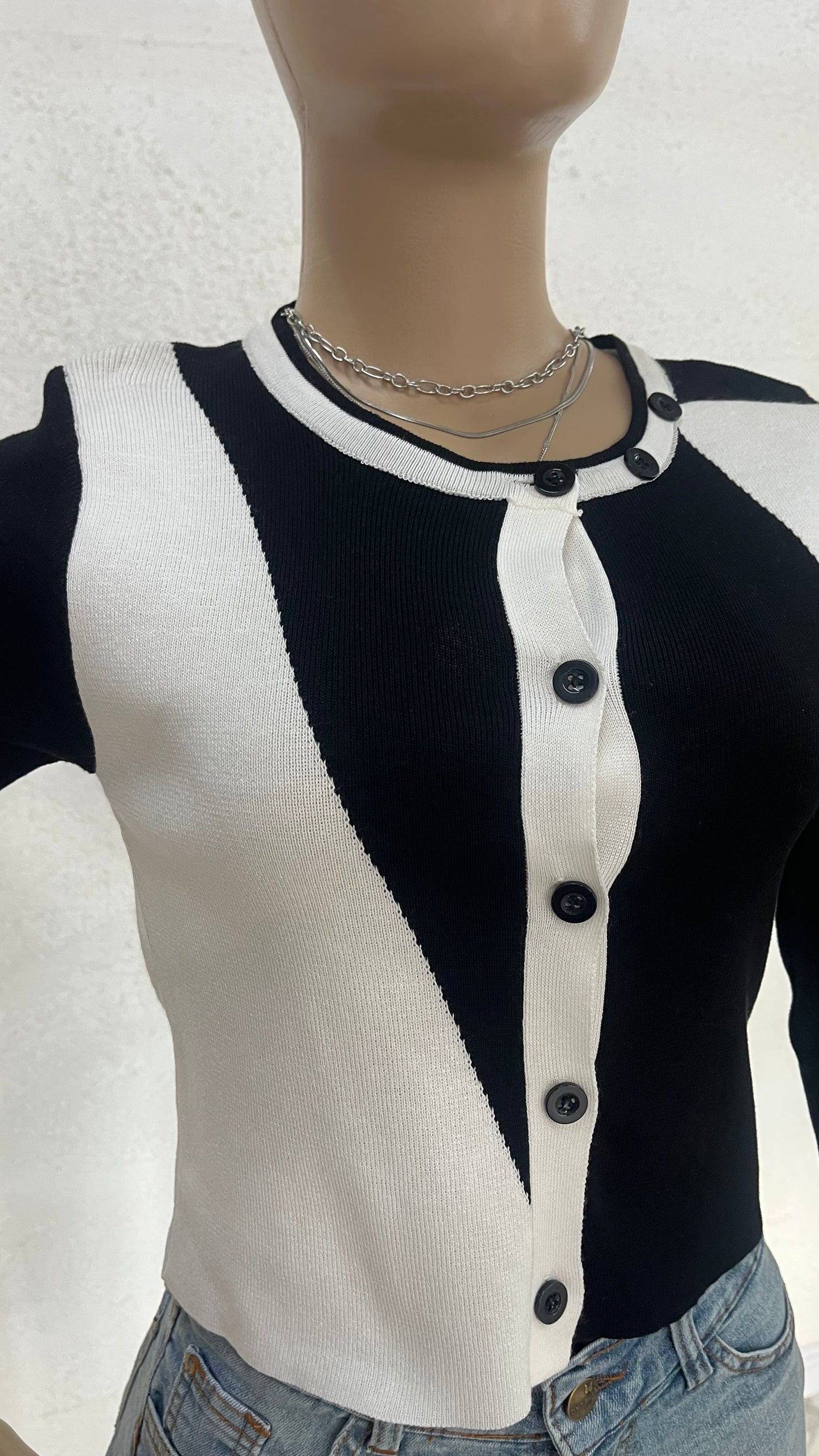 Cardigan Knit Bicolor Chic