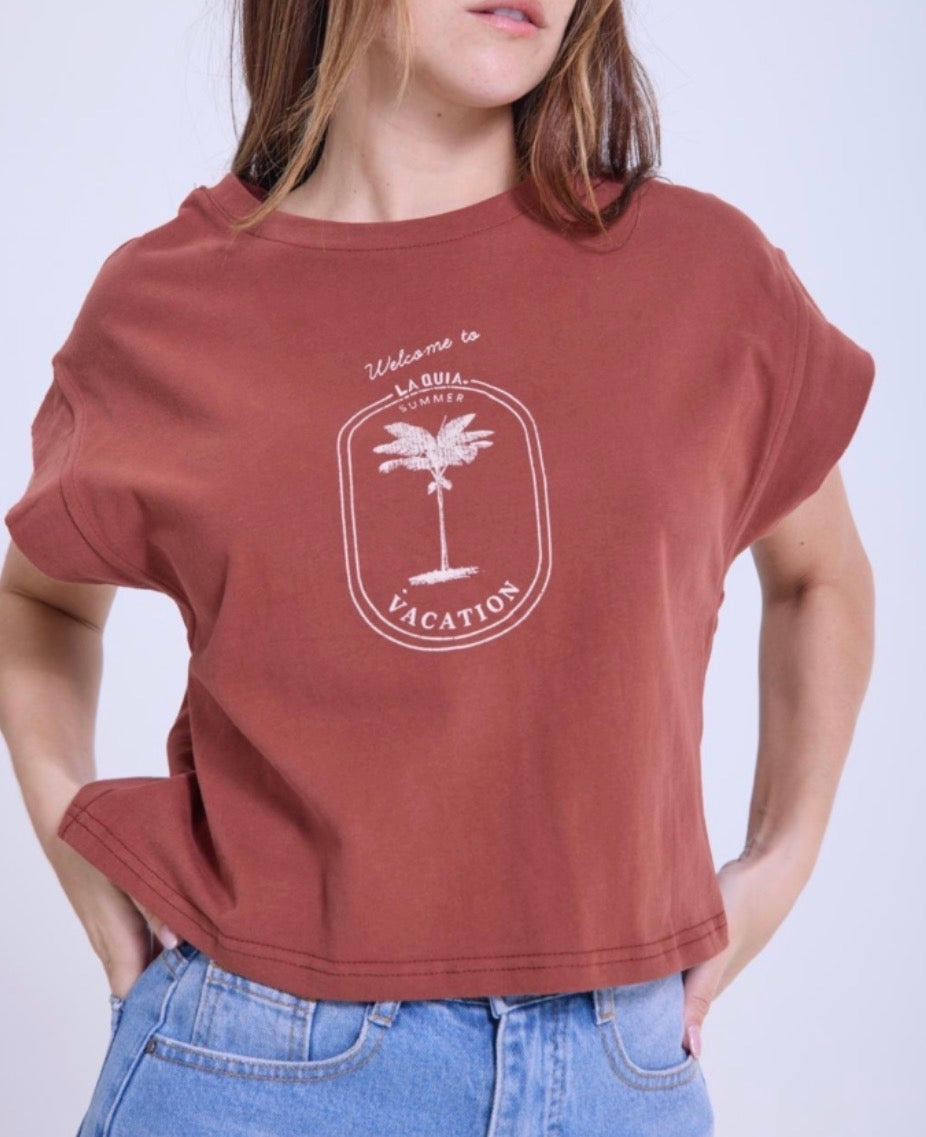 Remera Oversize Corta “Vacation Mood”