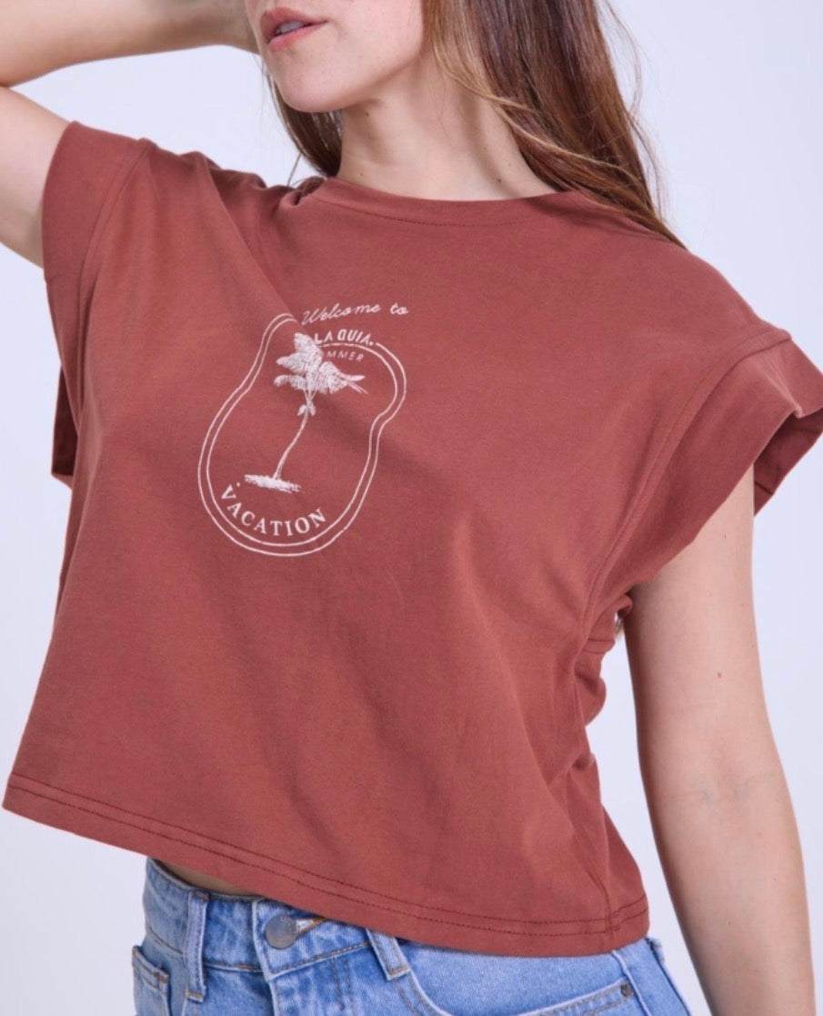 Remera Oversize Corta “Vacation Mood”