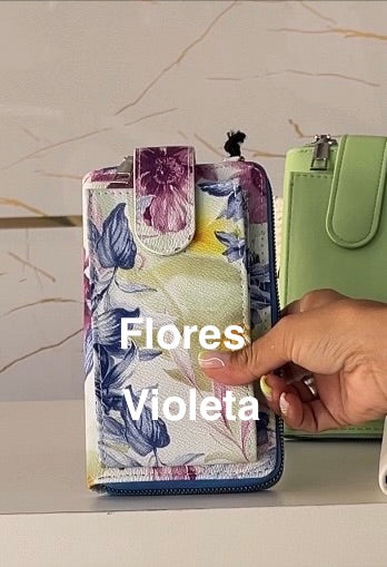 Monedero con Porta Celular y Correa Ajustable línea italiana Firenze
