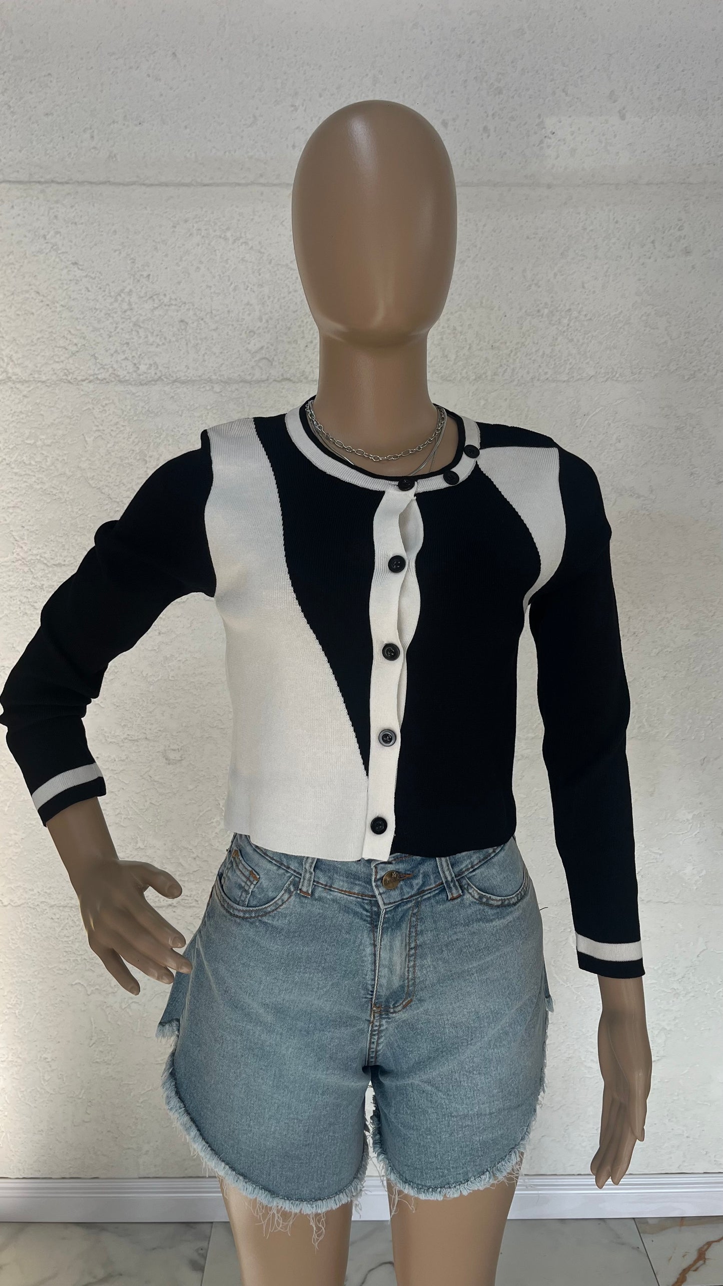 Cardigan Knit Bicolor Chic