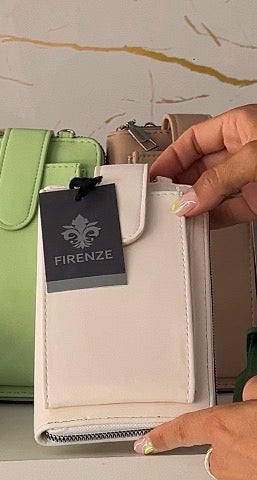 Monedero con Porta Celular y Correa Ajustable línea italiana Firenze