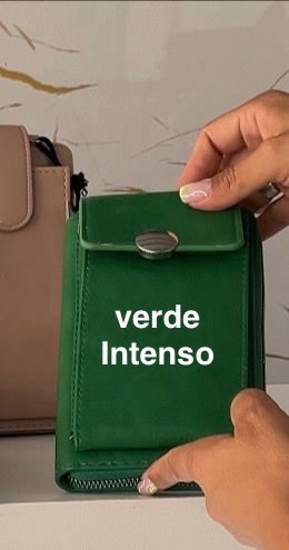 Monedero con Porta Celular y Correa Ajustable línea italiana Firenze