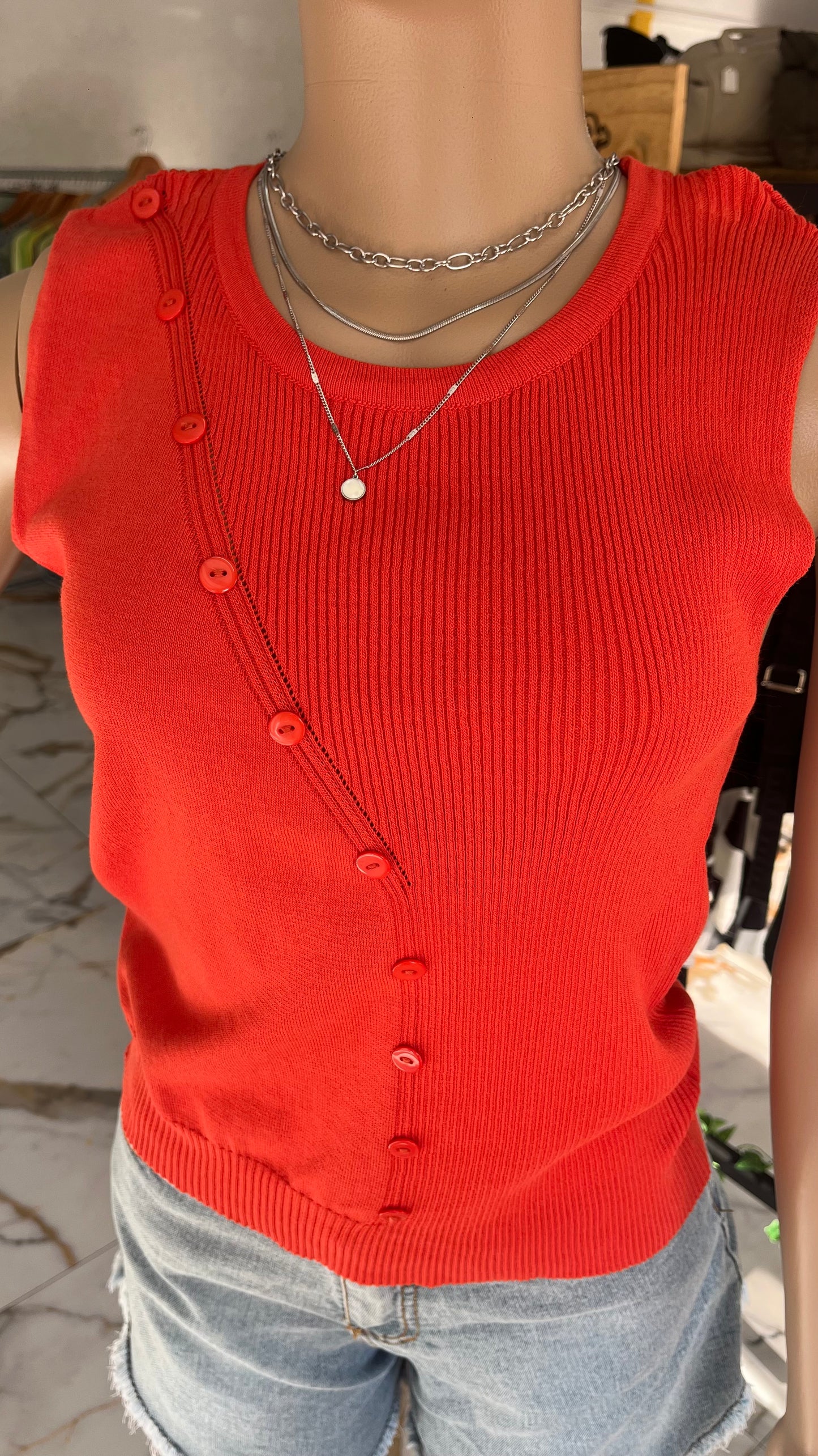 Knit Diagonal Button