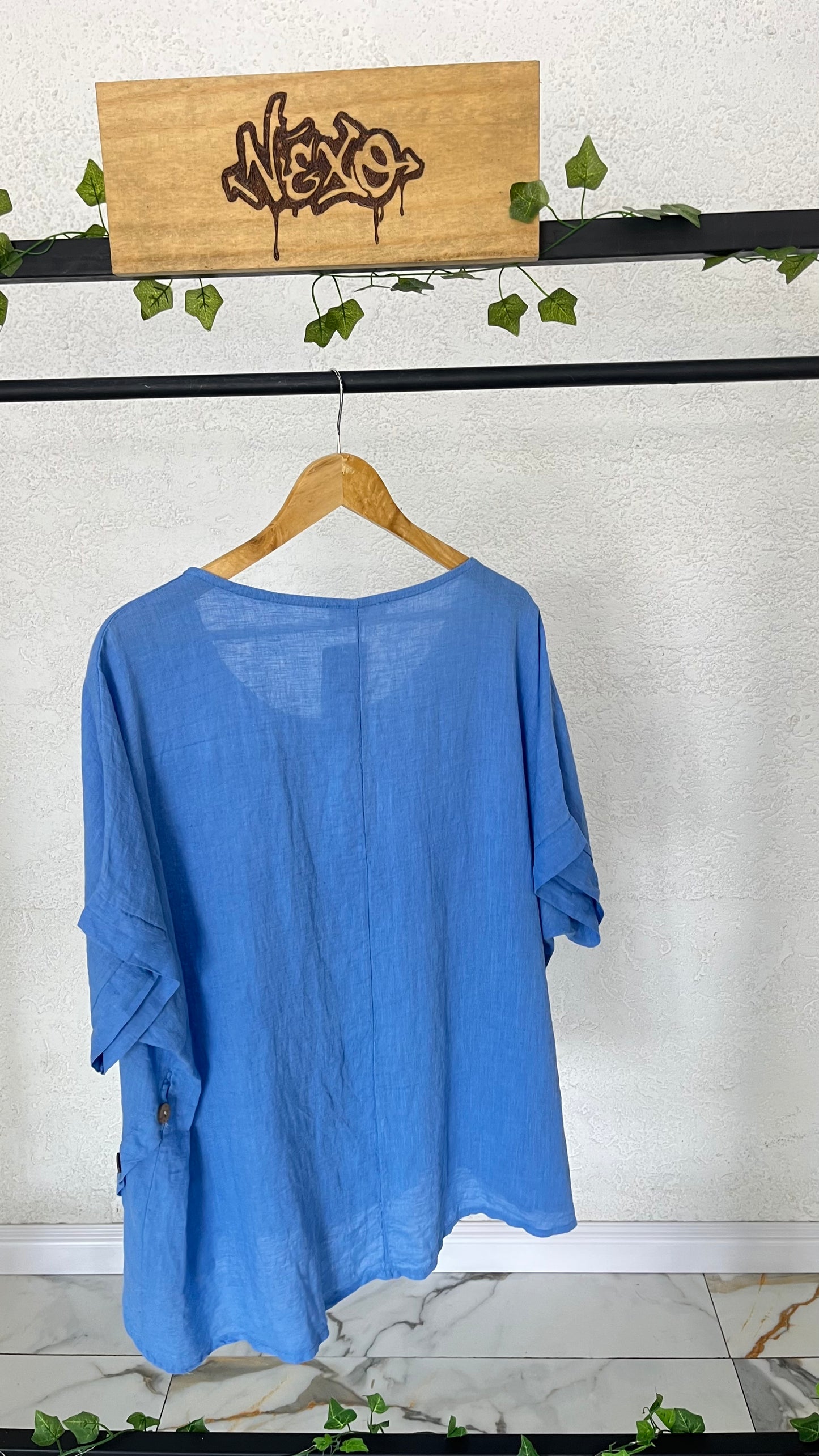 💙 Blusón “Lino Azul Celeste”