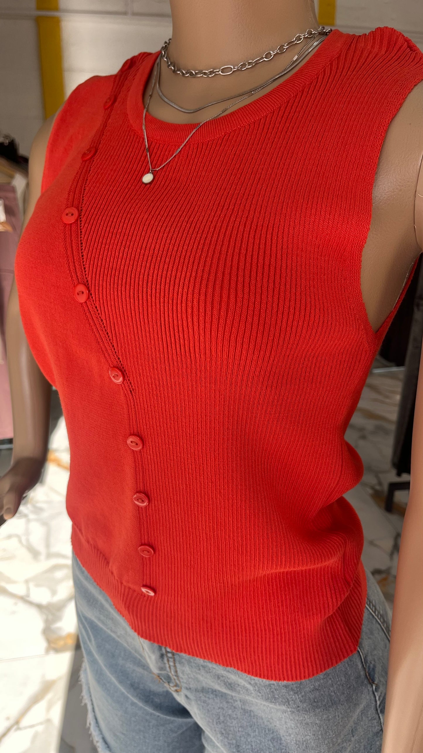 Knit Diagonal Button