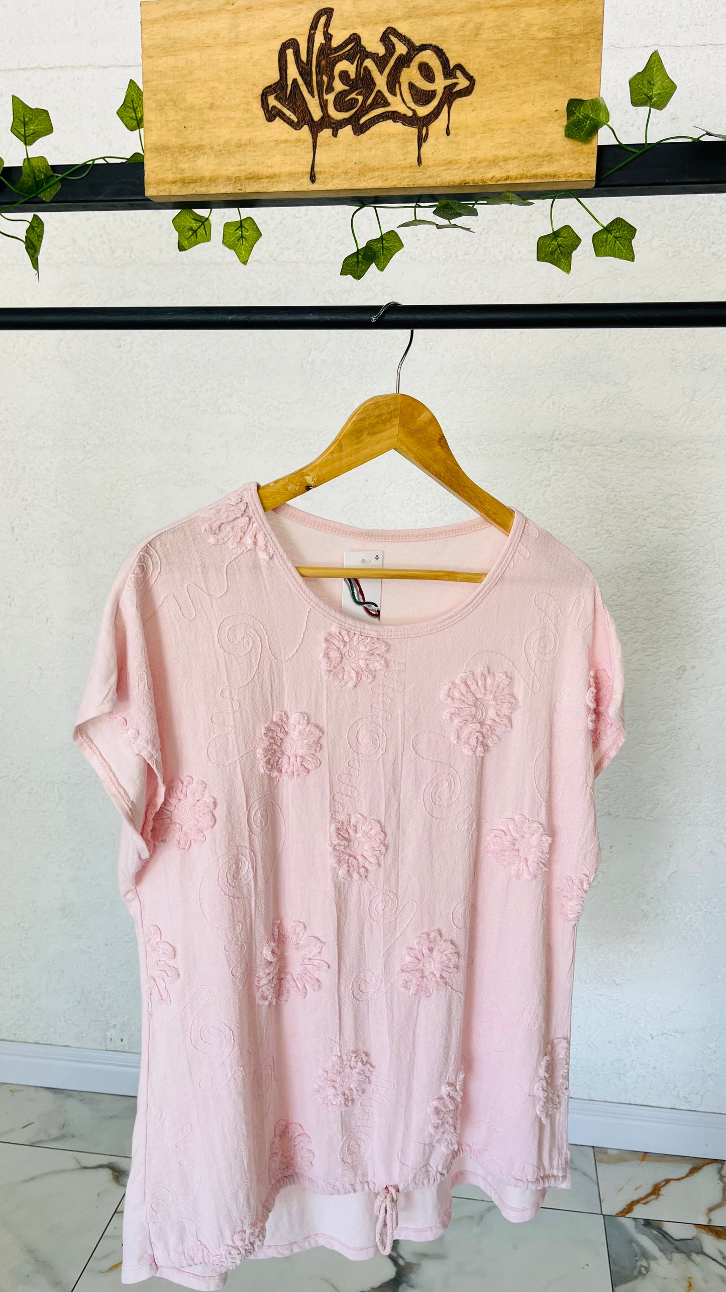 Blusa Italiana Rosa Soft Bloom