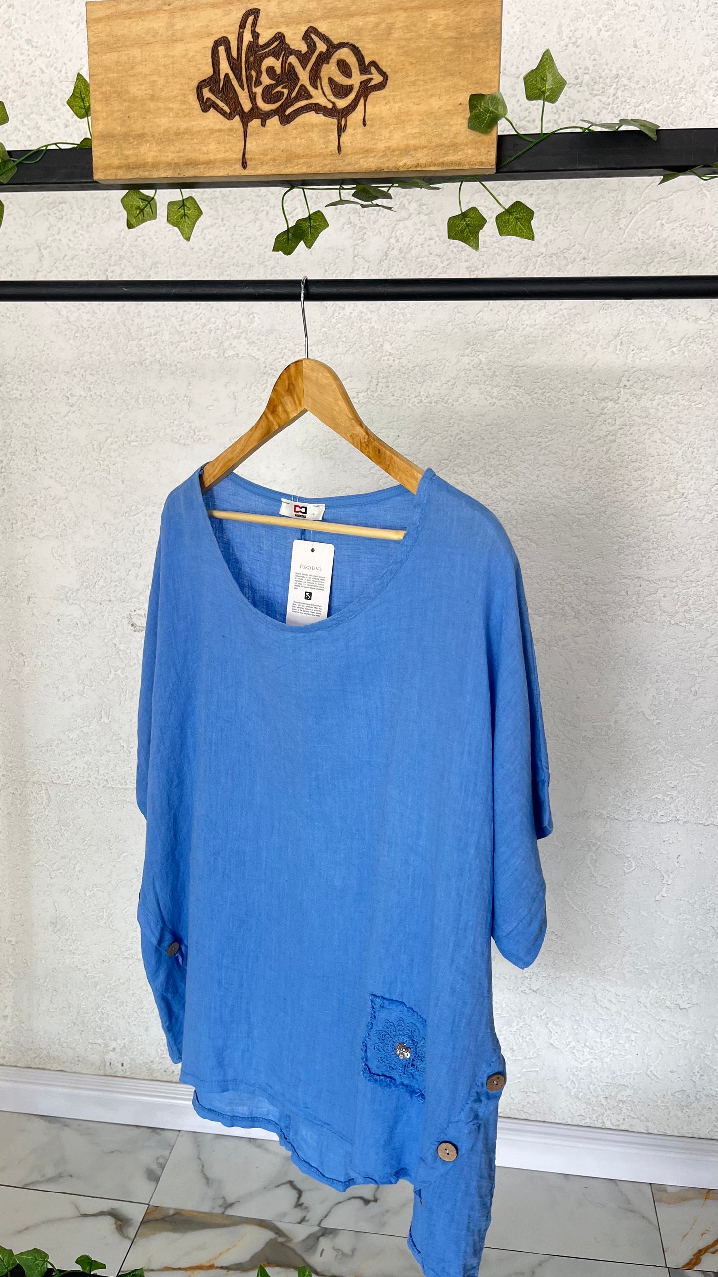 💙 Blusón “Lino Azul Celeste”
