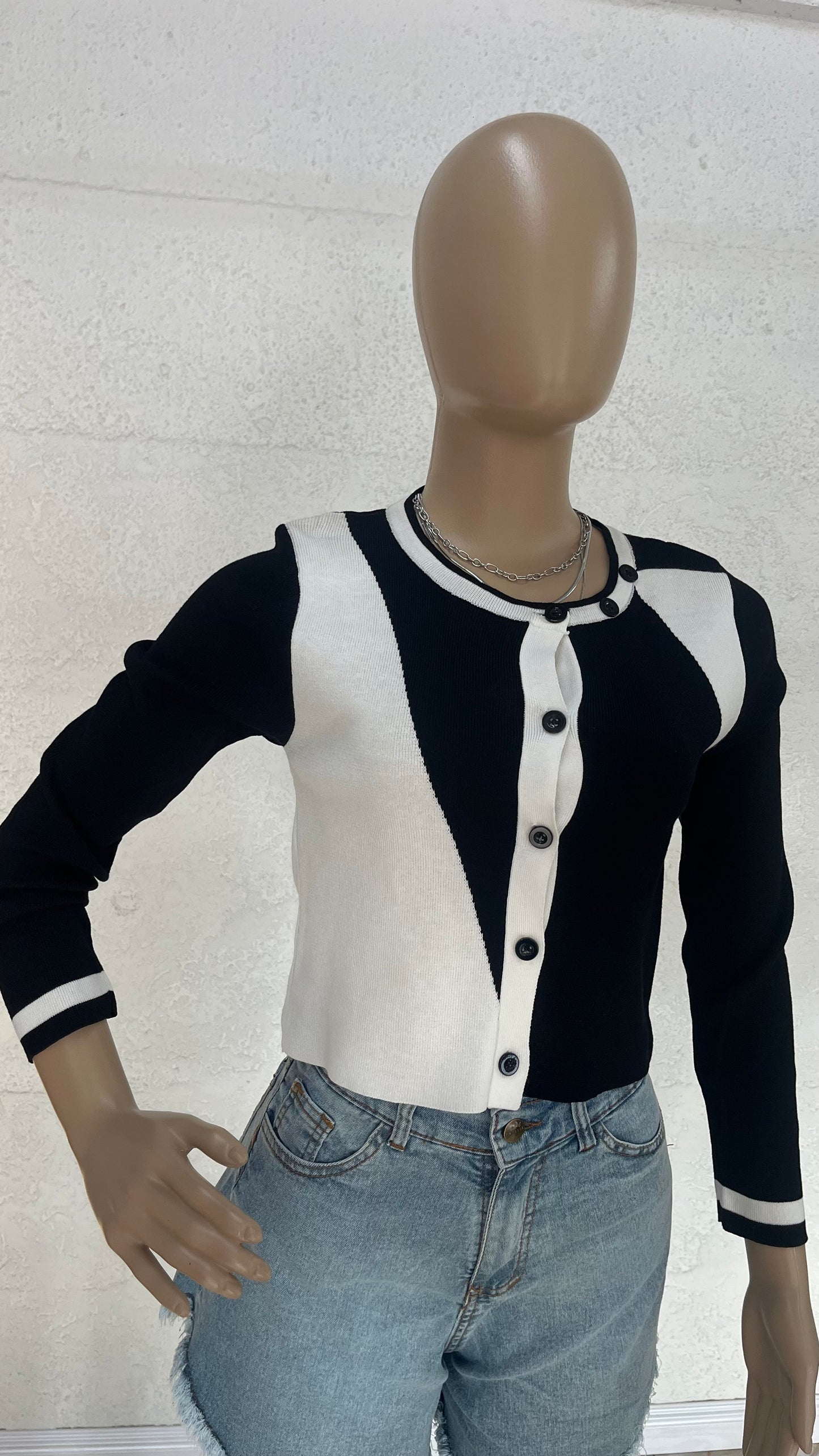 Cardigan Knit Bicolor Chic