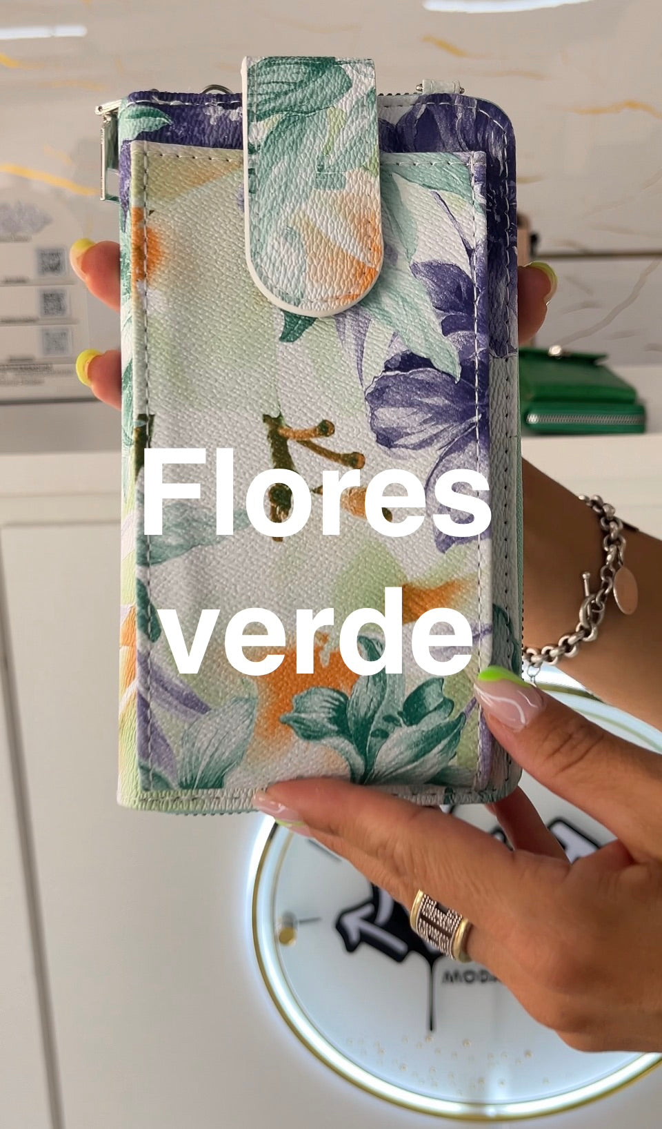 Monedero con Porta Celular y Correa Ajustable línea italiana Firenze
