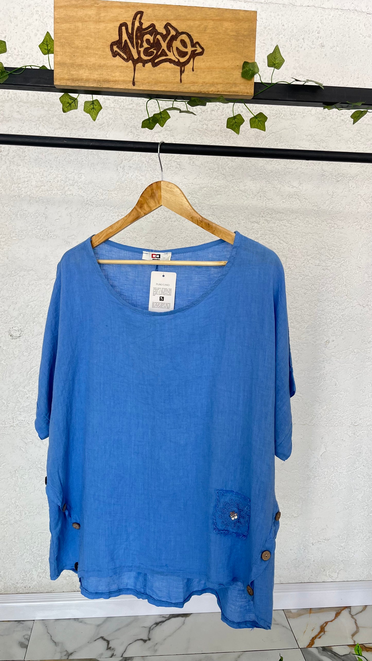 💙 Blusón “Lino Azul Celeste”