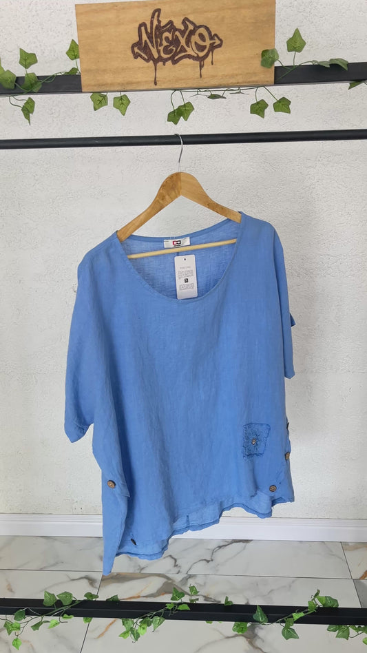 💙 Blusón “Lino Azul Celeste”